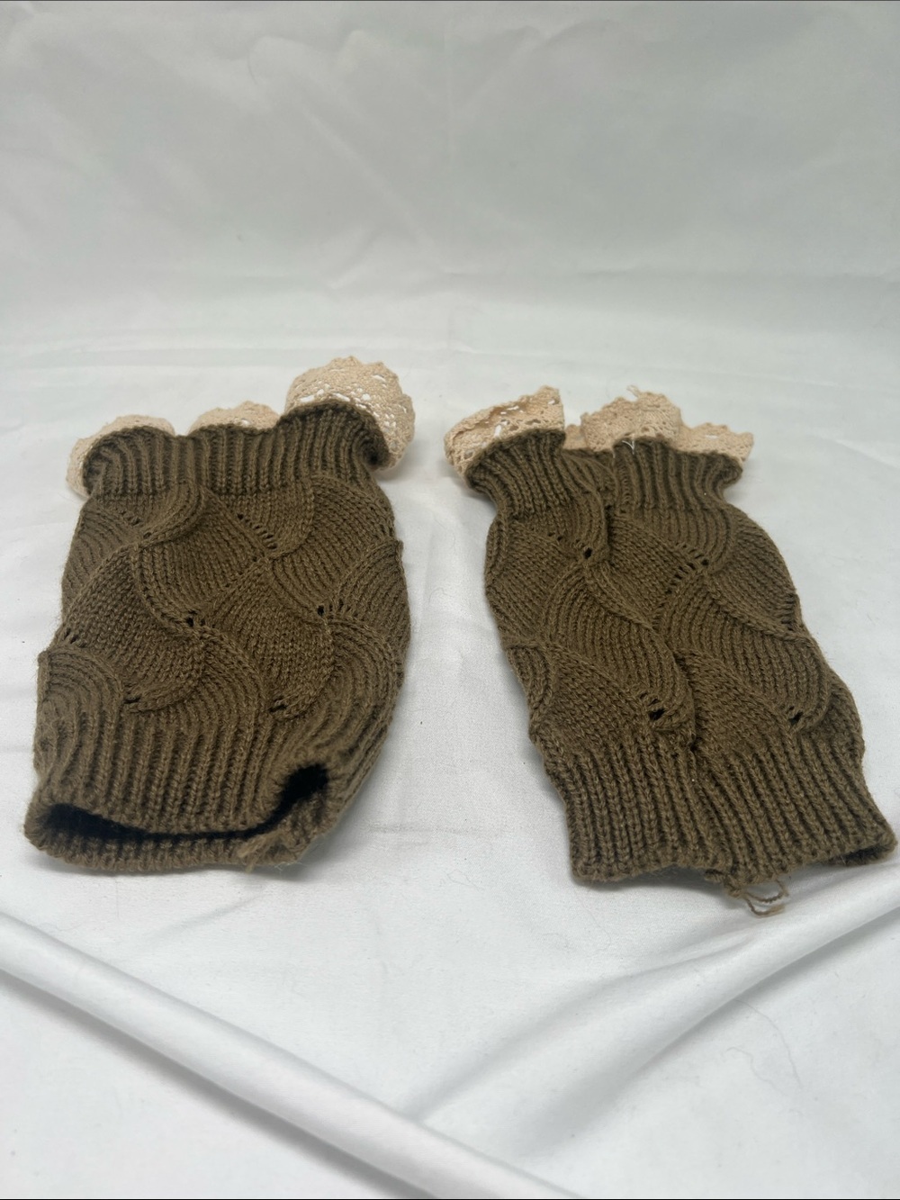 New Women's Olive Brown Woven Crochet Knitted Sweater Boot Cuff Leg Warmers
